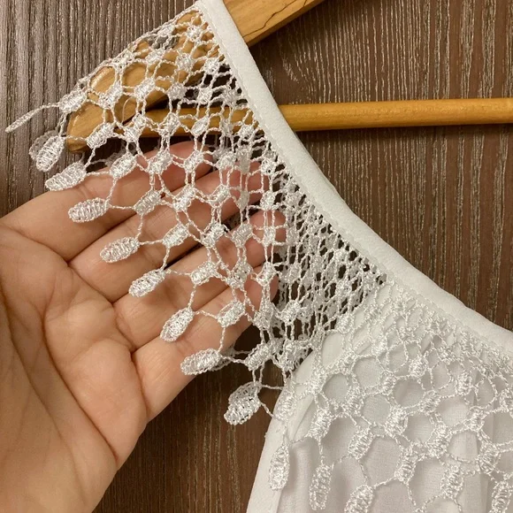 3X 4X White Maxi Dress coverup with lace Straps lace neckline NWOT cruise wear - Picture 7 of 7